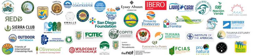 Collection of logos representing organizations involved with Tijuana River Action Month.