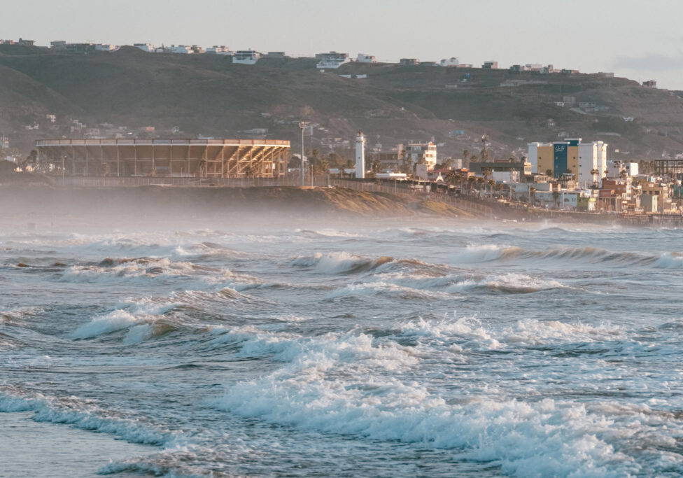 The Tijuana Bull Ring and Friendship Park as seen from Imperial Beach.